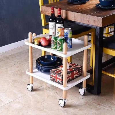 China Sustainable New Fashion Comfortable Multifunctional Wooden Rolling Vegetable Storage Cart for sale