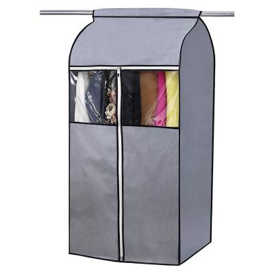 China Best Selling Storage in China Garment Bag Storage Organizer with Clear PVC Windows Gray Clothing Dust Cover for sale