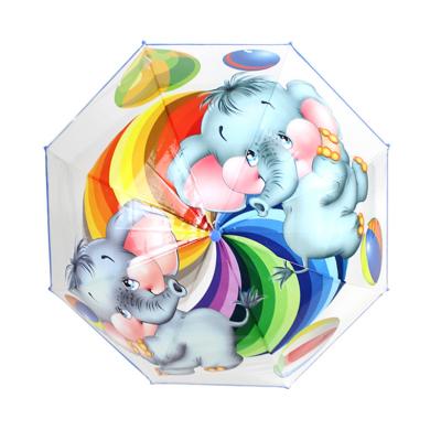 China Wholesale POE Cute Animal Dome Print Small Elephant Dome Umbrella Blue Cartoon Umbrella For Kids for sale