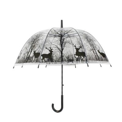 China Clear Umbrella With Printing 23 Inch Apollo POE Forest Sika Deer Cheap Clear Dome Printing Umbrella for sale