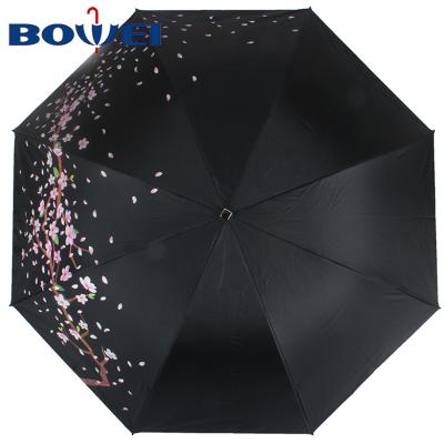 China 2021 Flower Umbrella China Style Flower Printed Latest Promotional Design Logo Custom Manual UV Protection Embroidered Umbrella 3 Times for sale