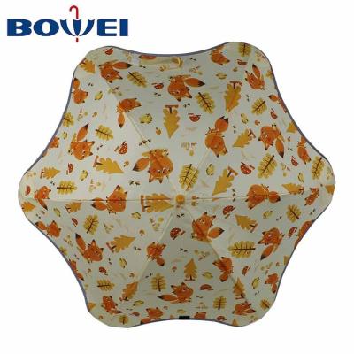 China Kids Straight Umbrella Wholesale Custom Design Children Kid Girl Fox Print J Handle Fashion Blunt Umbrellas for sale