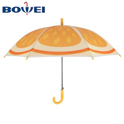 China 2021 new fruit umbrella 2021 children's material children's umbrella fruit systematic printing design poe lemon watermelon orange kiwi fruit for sale