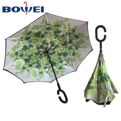 China 2021 Contemporary Promotional Hand Protection Manufacturer C Free UV Colorful Handle Inverted Umbrella for sale