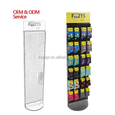 China Custom Supermarket Retail Store Sock Rack Double Sided Metal Black Pegboard Hanging Socks Display Stands for sale