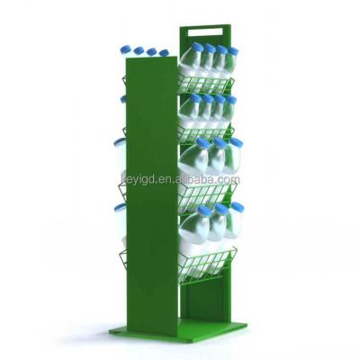 China Supermarket Customized Double Sided Metal Floor Rack Wire Shelf Retail Water Bottle Soft Drinks Beverage Display Rack for sale