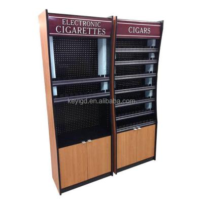 China Custom Supermarket Tobacco Retail Store Cigarette Display Rack With Acrylic Pusher Shelves Wooden Furniture Smoke Shop Display for sale