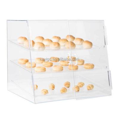 China Eco-friendly Customized Acrylic Counter Top Clear Display Box Bakery Display Case For Bread Donut for sale