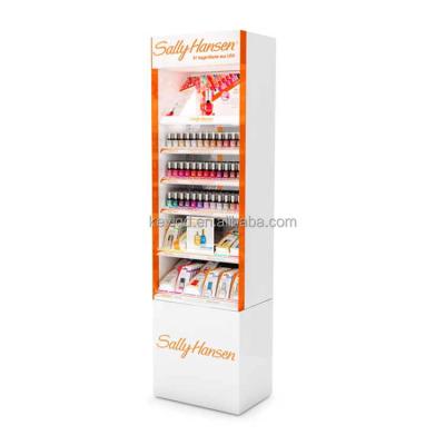 China Luxury OEM Customized Fashion Furniture White Wood Retail Cosmetic Display Cabinet For Nail Polish Lipstick for sale