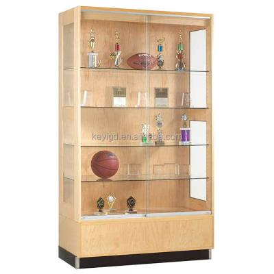 China Modern Pop Custom Cosmetics Store Furniture Decoration Wooden Cosmetics Displays Cabinet With Sliding Glass Door for sale