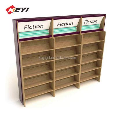 China Eco-friendly Modern Floor Standing Book Shelves Wooden Tiered Bookstore Display Rack / Library Book Display for sale