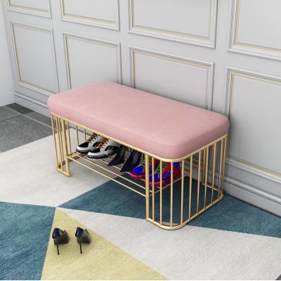 China Wholesale Durable Shop Modern Home Nordic Dressing Shoe Iron Stools Iron Stool End Bed Changing Stool for sale