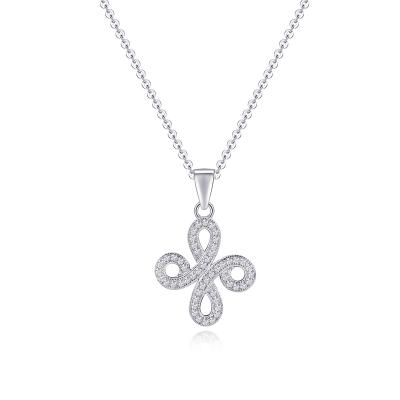 China 2020 Fashion Simple Romantic Design Four Leaf Flower Crystal Rhinestone K Gold Plating Figaro Chain Necklaces Pendants Silver 925 for sale