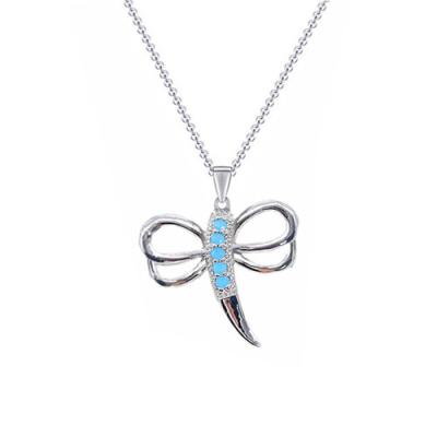 China Tombow Diamond Fine Jewelry 925 Cute Animals Turquoise Dragonfly Silver Gold Plated Pendant Necklaces Custom Necklace Chain Necklace for sale