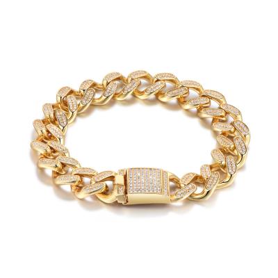 China Hiphop Power Gold Plated Hip Hop Design Iced Out Big Cuban Link Bracelet Charms For Bracelet Making Jewelry Men/bracelet/charm bracelet for sale