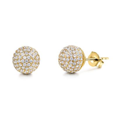 China TRENDY Korean Silver 14k Gold Filled CZ Pave Stud Earrings Zircon Accessories Women / Round Fashion Jewelry Sterling Silver JewTelry for sale