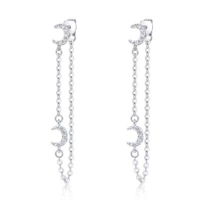 China FASHIONABLE Chain Link Earrings/Silver Women's Long Dangling Hanging Moon Jewelry Moon Earrings/Accessories for sale