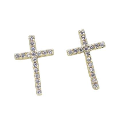 China American and European Religious Popular DIAMOND 925 MOON/STAR/Silver Gold Plated Women's Earrings Cross 18K Huggie Earrings Jewelry Earrings for sale