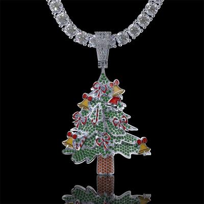 China CSJY Hip Hop Jewelry Hip Hop Jewelry Customized 18K Rose Gold Plated White Christmas Tree Pendant for sale