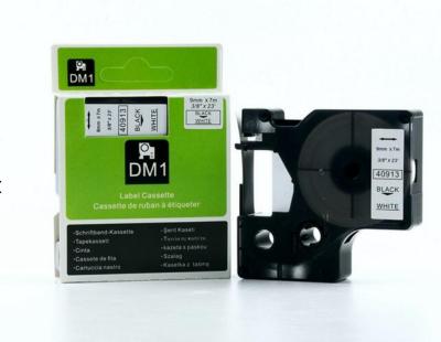 China COMPATIBLE 9mm black on D1 white Label Tape 40913 compatible printer for sale