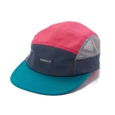 China Custom Made Quick Dry Mesh 5 Panel Hat Waterproof Quick Dry Camper Hat Sports Polyester Gorras Gorras Hats for sale