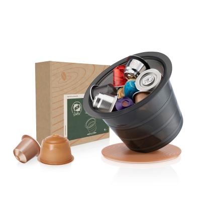 China Convenient Nespresso Coffee Capsule Storage Box Pod Holder Coffee Storage Spoon Grinder Acrylic Dustproof Capsule Storage Box for sale