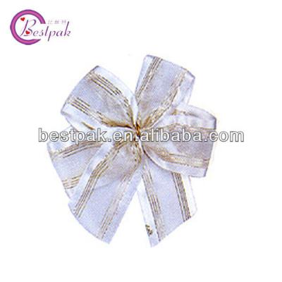 China Sheer Pre-made Mini Floral Organza Ribbon Bow for sale