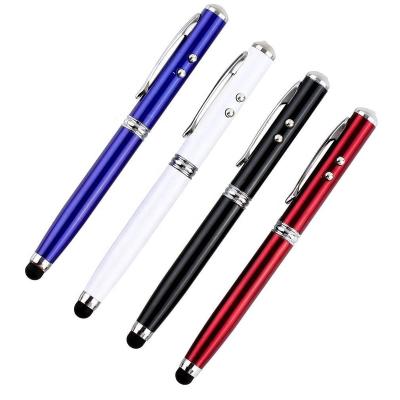 China Clearance 4 in 1 Stylus Pen Multifunction Ballpoint Pen With Metal Led and Laser Light for Promotional or Gift for sale