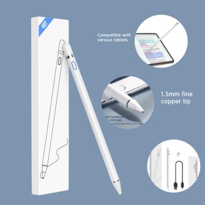 China Mobile Phone 2 in 1 Universal Smart Pen 1.5mm Touch Screen Active Capacitive Tip Stylus for Android Apple Tablet Stylus Pen for sale