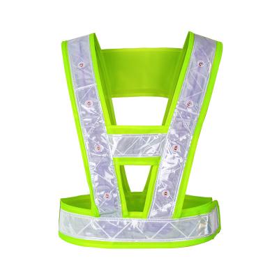 China LED FLASH High Visible V Patch Safety Work Vest Mens Womens LED Safety Vest Traffic Reflective Vest for sale