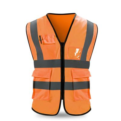 China Reflective Women Men With Pockets Zipper Visibility High Safety Safety Reflective Vest for sale