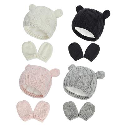 China COMMON Wholesale Custom Baby Toddler Fleece Embroidered Beanie Gloves Set Wool Custom Braid Winter Cowls Felted Hat Warm Hats for sale