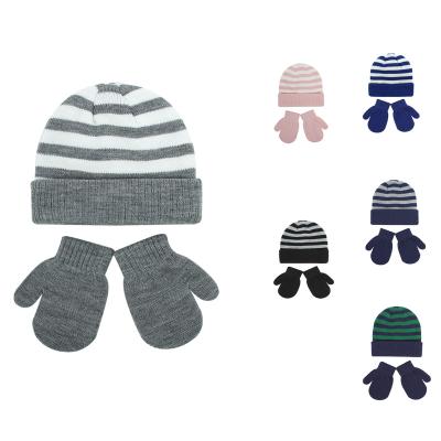 China Winter Kids Toddler Beanie Stripe Plaid Sweater Beanie Embroidered Acrylic Fleece Custom Wholesale COMMON Skully Hat Hoods for sale