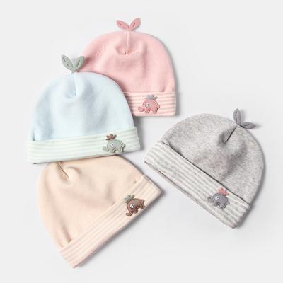 China Wholesale Character High Quality Cotton Badge Double Layer Cute 100% Children Hoods Autumn Winter Warm Baby Hats 0-6 Months Beanies for sale