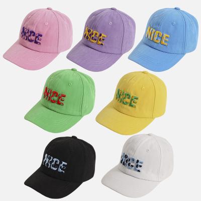 China COMMON Hot Sale High Quality Single Letter Cotton Besbol Sunshade Sports Hat Kids Outdoor Baseball Caps COMMON Embroidery Simple for sale