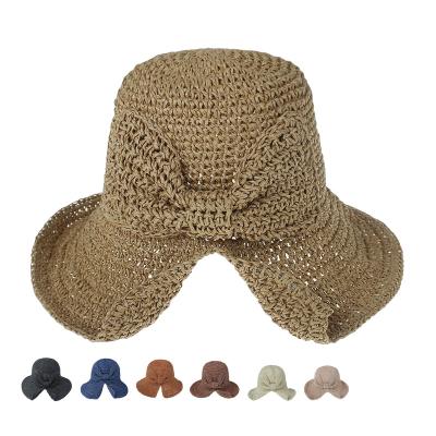 China Parasol ready to ship jerami wholesale custom women topi female outdoor summer beach sun protect straw hat foldable sun hat UPF50 for sale