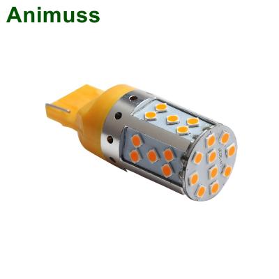 China T20 LED No Flash Light Yellow/Amber 35SMD 3030 LED Bulb 7440 W21W Hyper Car Flashing High Power Canbus No Error CS8740 for sale