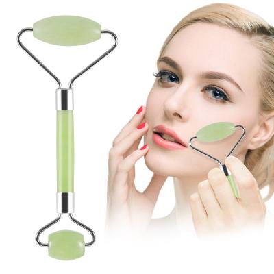 China High Quality Durable Natural White Stone Face Massage Frame Welding Nephrite Facial Jade Roller for sale