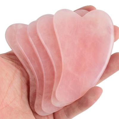 China 2020 Hot Selling Amazon Gua Sha Board Portable Facial Massager Face Slimming Body Massager Rose Crystal Quartz Stone for sale