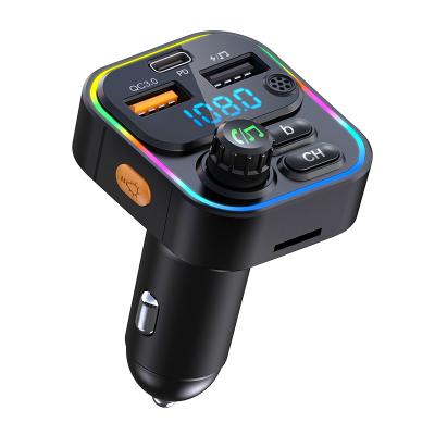 China Bluetooth 5.0 Car Kit Stereo FM Transmitter Hands Free MP3 Player With Dual USB Car Bluetooth Charger QC3.0 Fast Charger for sale