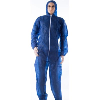 China Disposable Safety PPE Cleanroom Apparel Clothes SMS Protective Coverall Protective Overall Blue White Overalls for sale