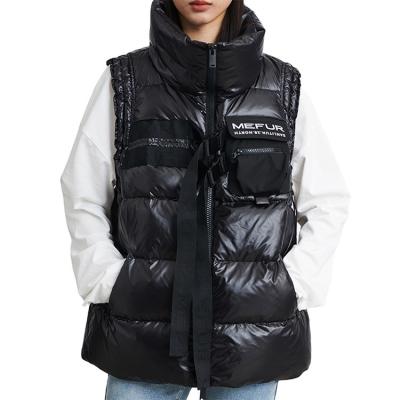 China Trending Items Waterproof Women's Vests Down Lite Winter Motorized Ultralight Shiny Black Down Jacket Vest for sale