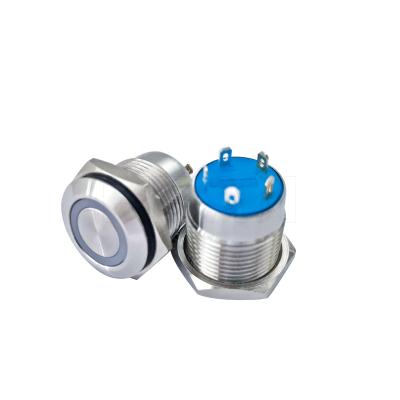 China 2021 stainless steel waterproof spst 1no1nc 5 pins metal terminal push button switch ip67 for sale