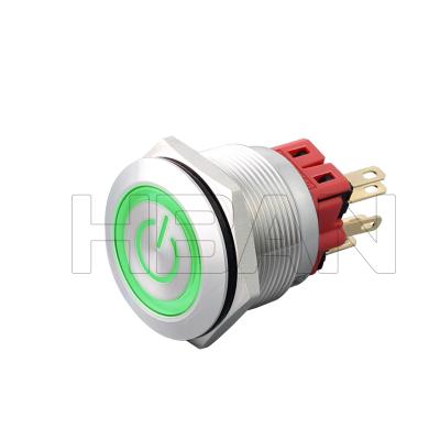 China AC Power Control HBAN 25mm Metal Push Button Switch IP65 Waterproof Led Momentary Normally Open Push Button for sale