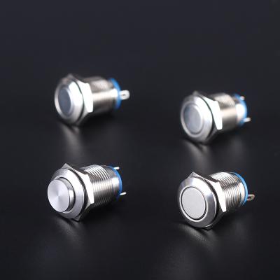 China Silver Alloy UL Metal 6v Generally Short Momentary Push Button Switch Lightly, 12v Switch Push Button On Off 10mm 12mm for sale