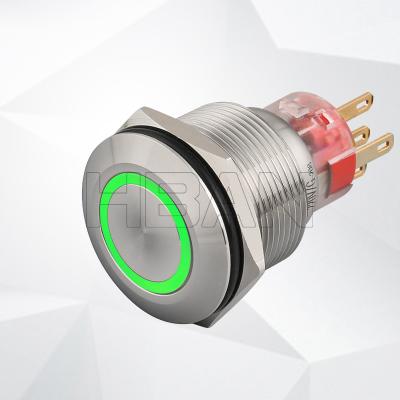 China 24v Silver Alloy CE ROHS 22mm Stainless Steel IP67 Vandal Resistant Metal Momentary Push Button Switch for sale