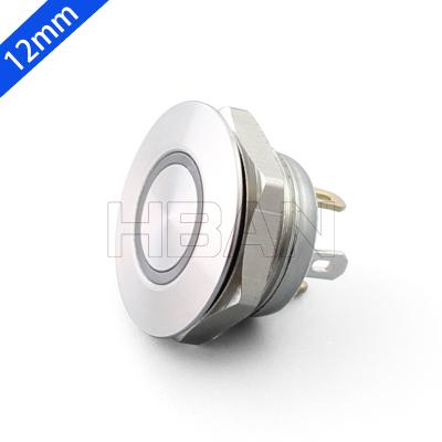 China 2020 hot wholesale stainless steel spst short body push button 2 terminal 12mm mini anti vandal on-off switch for sale