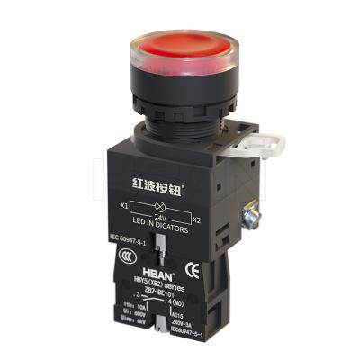 China 2021 One New Products Plastic LED Light IP65 Normally Open Red Momentary Flat Push Button Switch 22mm For Control System for sale