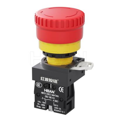 China Factory Direct Sale HBAN Elevator Button 22mm Red Emergency Stop Switch Big Brand Plastic Waterproof Head for sale