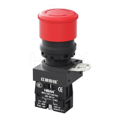 China Waterproof Plastic IP65 Self Locking 1NO To Screw On Terminal Small Red Main Switch Emergency Stop Button for sale